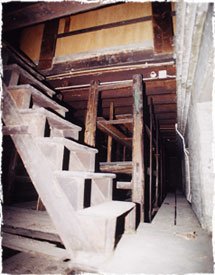 Wooden staircase.